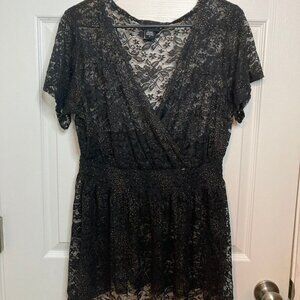 NWOT Torrid Shear Lace Black Floral Blouse